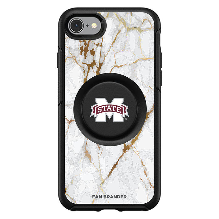 OtterBox Otter + Pop symmetry Phone case with Mississippi State Bulldogs White Marble Background