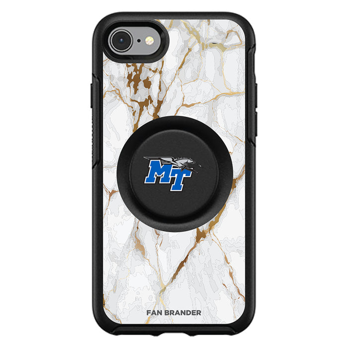 OtterBox Otter + Pop symmetry Phone case with Middle Tennessee State Blue Raiders White Marble Background