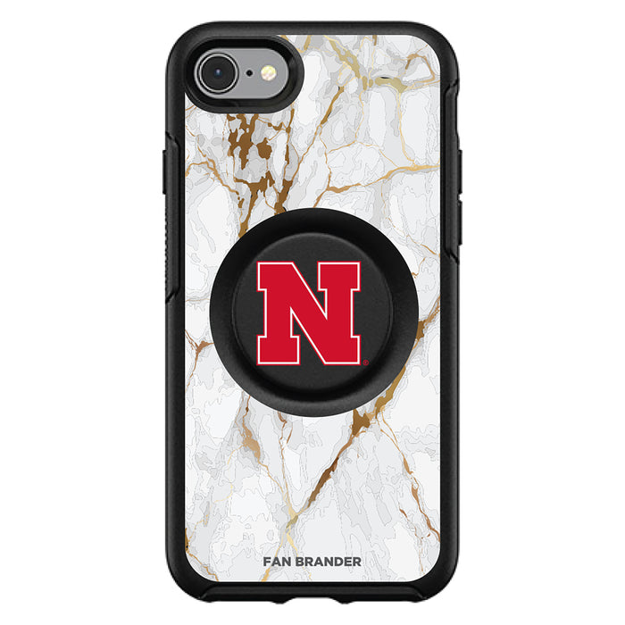 OtterBox Otter + Pop symmetry Phone case with Nebraska Cornhuskers White Marble Background