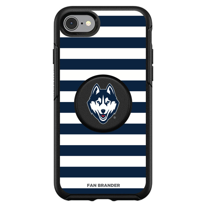 OtterBox Otter + Pop symmetry Phone case with Uconn Huskies Primary Logo and Striped Design