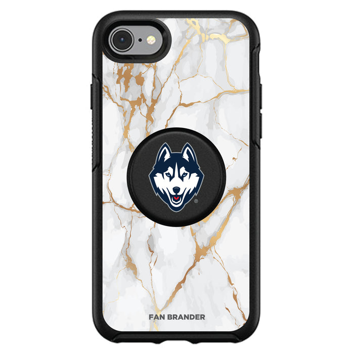 OtterBox Otter + Pop symmetry Phone case with Uconn Huskies Primary Logo and White Marble design