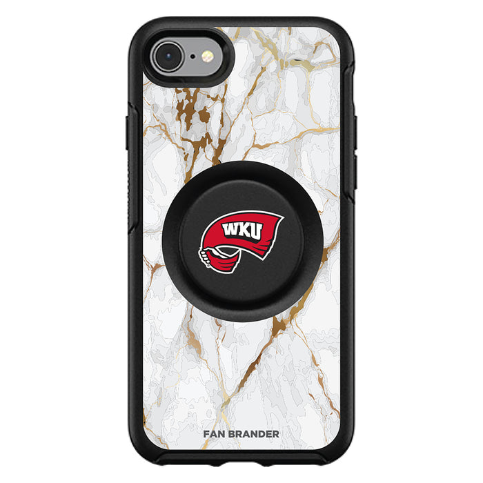 OtterBox Otter + Pop symmetry Phone case with Western Kentucky Hilltoppers White Marble Background