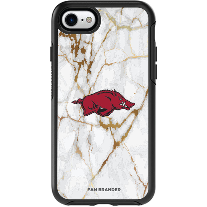 OtterBox Black Phone case with Arkansas Razorbacks White Marble Background