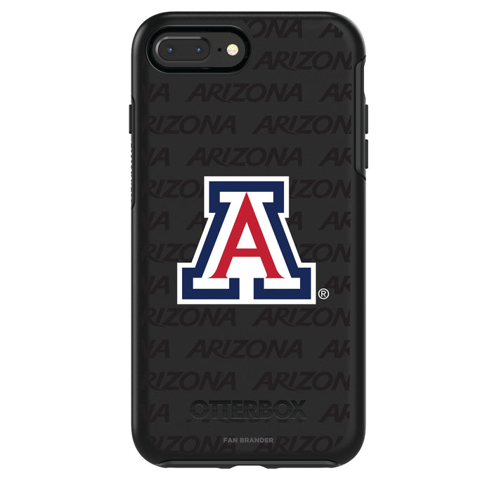 OtterBox Black Phone case with Arizona Wildcats Primary Logo on Repeating Wordmark Background