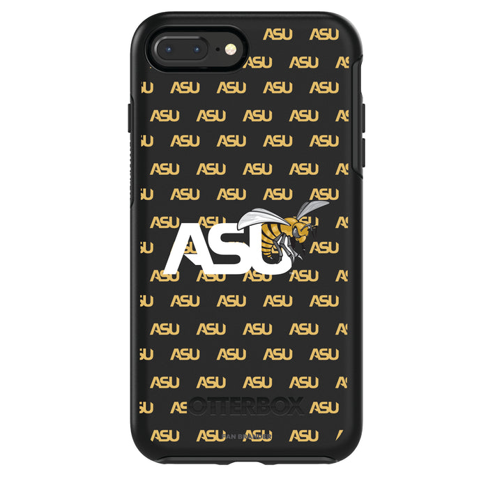 OtterBox Black Phone case with Alabama State Hornets Primary Logo on Repeating Wordmark Background