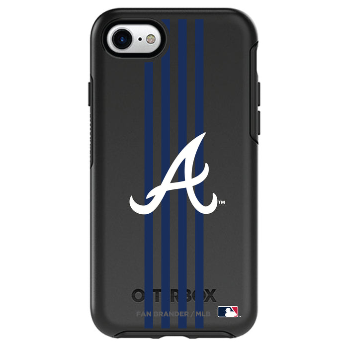 OtterBox Black Phone case with Atlanta Braves Primary Logo and Vertical Stripe