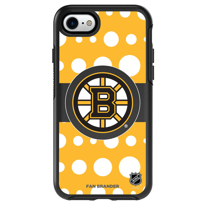 OtterBox Black Phone case with Boston Bruins Polka Dots design