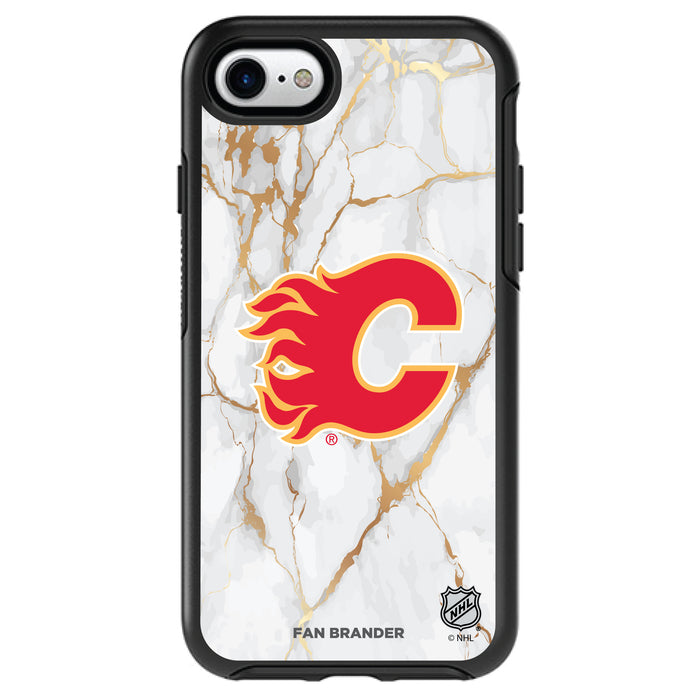 OtterBox Black Phone case with Calgary Flames White Marble design