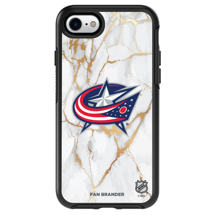 OtterBox Black Phone case with Columbus Blue Jackets White Marble design