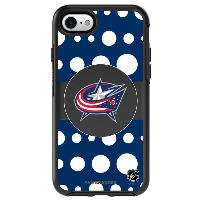 OtterBox Black Phone case with Columbus Blue Jackets Polka Dots design