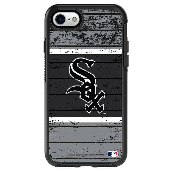 OtterBox Black Phone case with Chicago White Sox Primary Logo on Wood Design