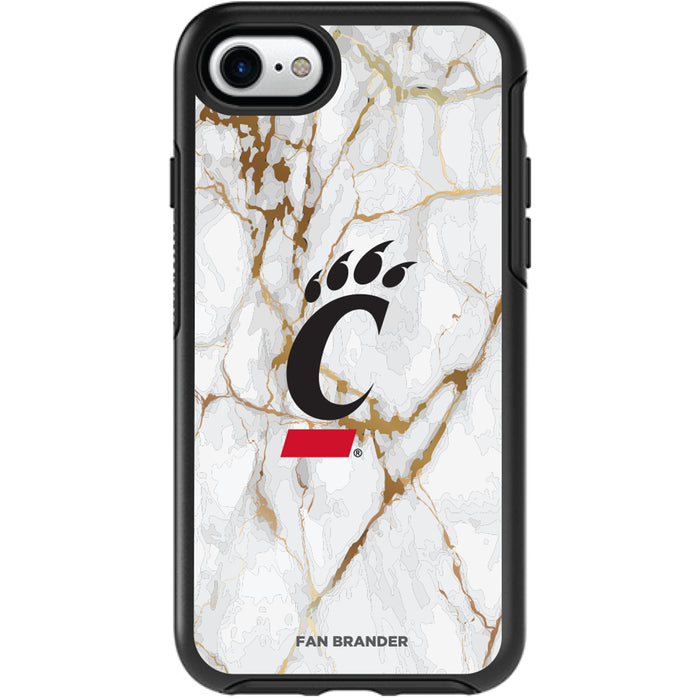 OtterBox Black Phone case with Cincinnati Bearcats White Marble Background