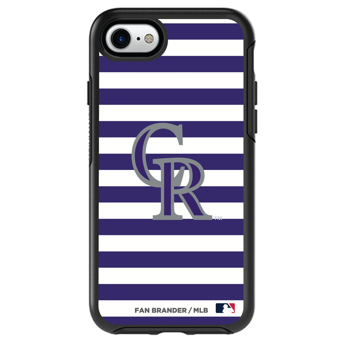 OtterBox Black Phone case with Colorado Rockies Primary Logo and Striped Design