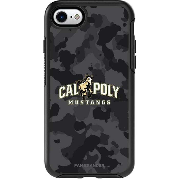 OtterBox Black Phone case with Cal Poly Mustangs Urban Camo Background