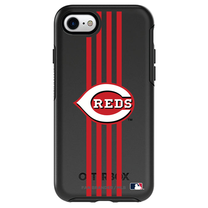 OtterBox Black Phone case with Cincinnati Reds Primary Logo and Vertical Stripe