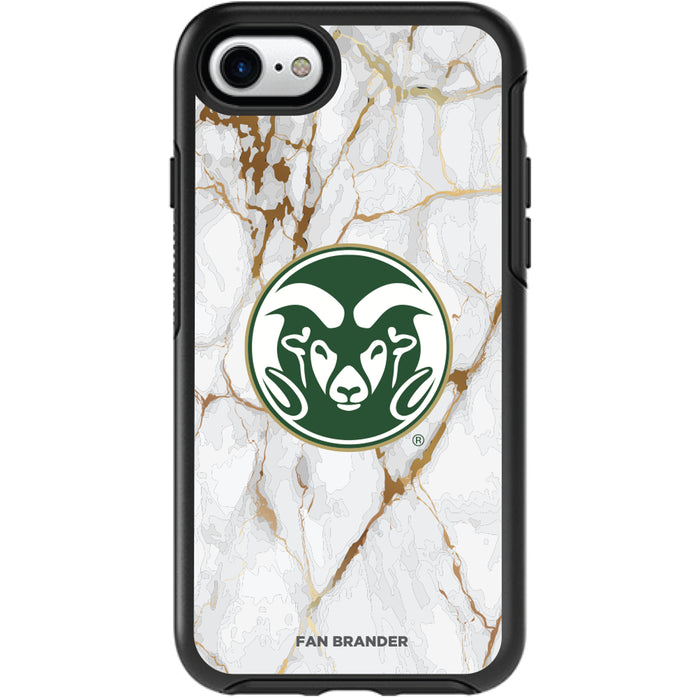 OtterBox Black Phone case with Colorado State Rams Tide White Marble Background