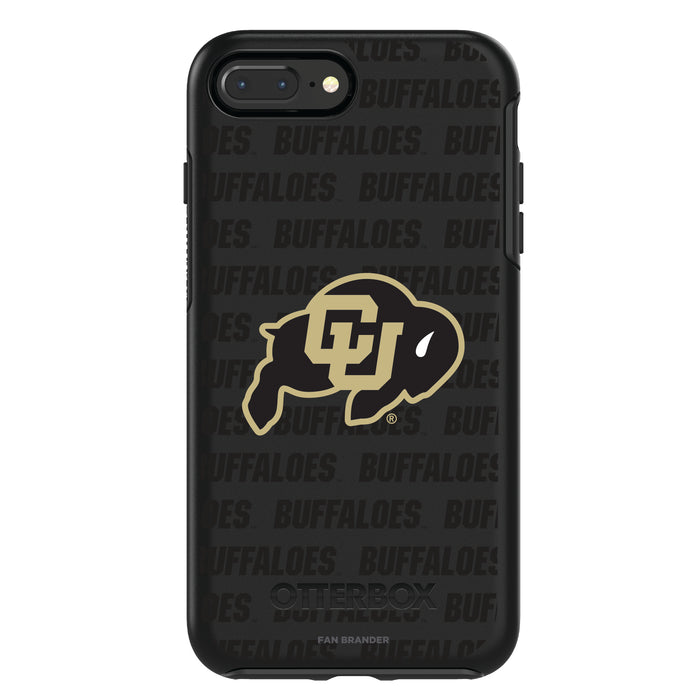 OtterBox Black Phone case with Colorado Buffaloes Primary Logo on Repeating Wordmark Background