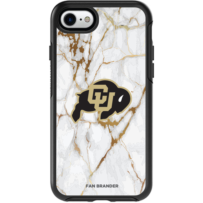 OtterBox Black Phone case with Colorado Buffaloes White Marble Background