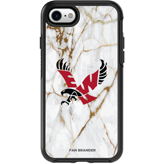 OtterBox Black Phone case with Eastern Washington Eagles Tide White Marble Background