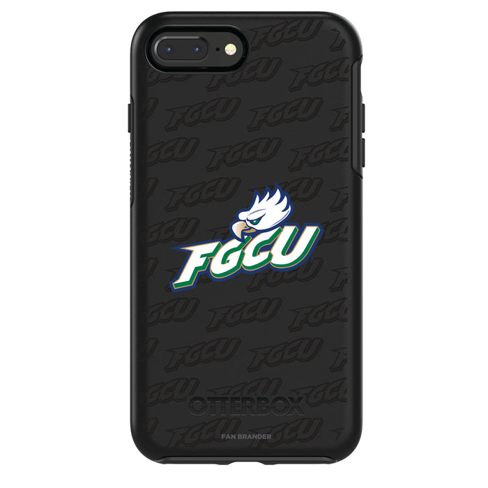 OtterBox Black Phone case with Florida Gulf Coast Eagles Primary Logo on Repeating Wordmark Background
