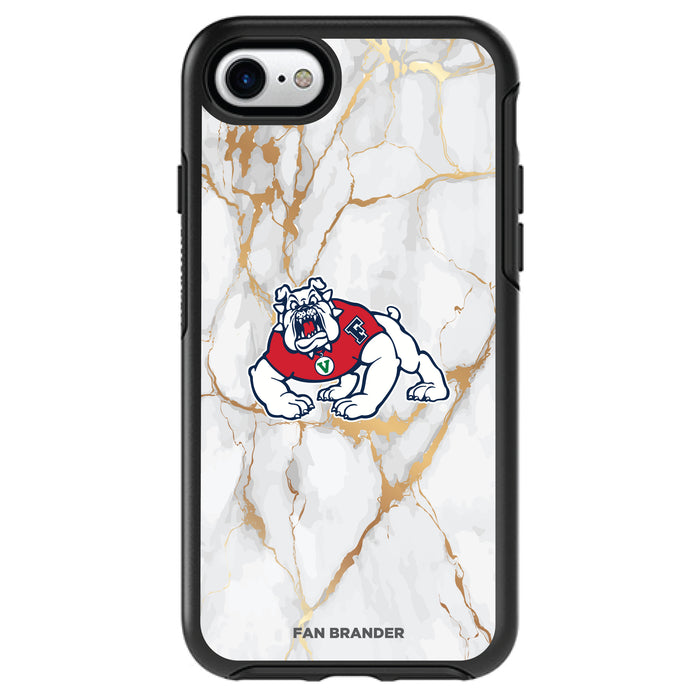 OtterBox Black Phone case with Fresno State Bulldogs White Marble Background