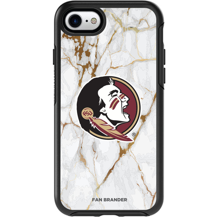 OtterBox Black Phone case with Florida State Seminoles White Marble Background