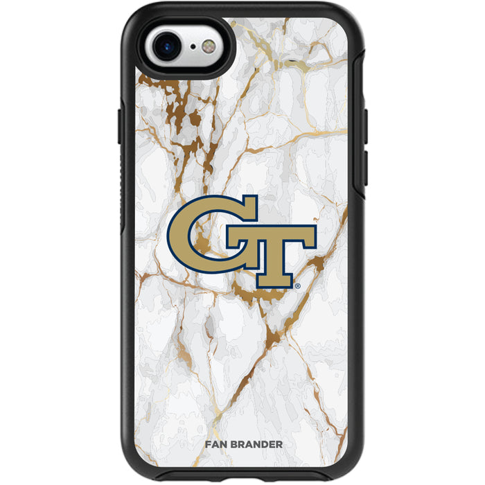 OtterBox Black Phone case with Georgia Tech Yellow Jackets Tide White Marble Background