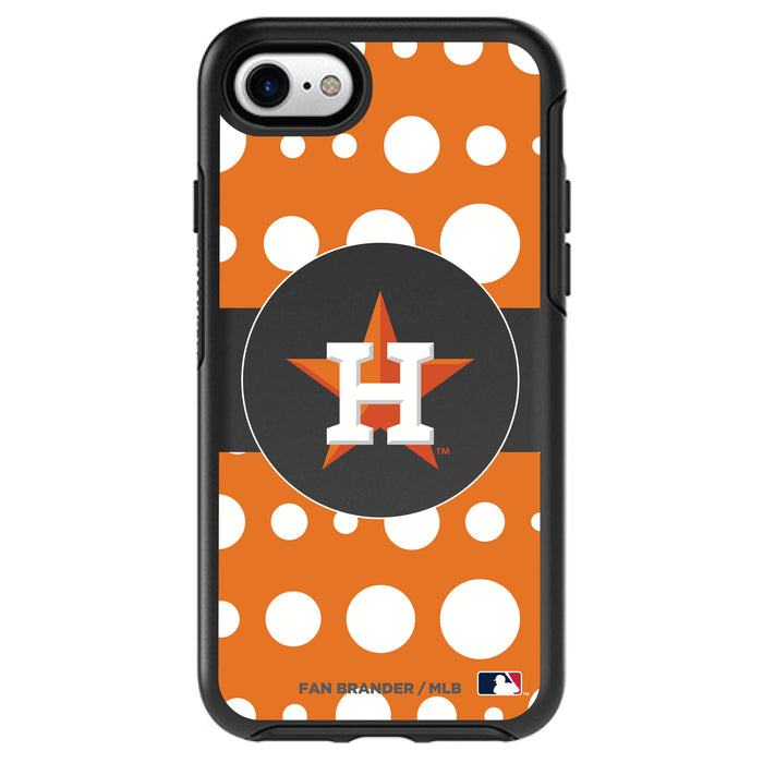 OtterBox Black Phone case with Houston Astros Primary Logo and Polka Dots Design