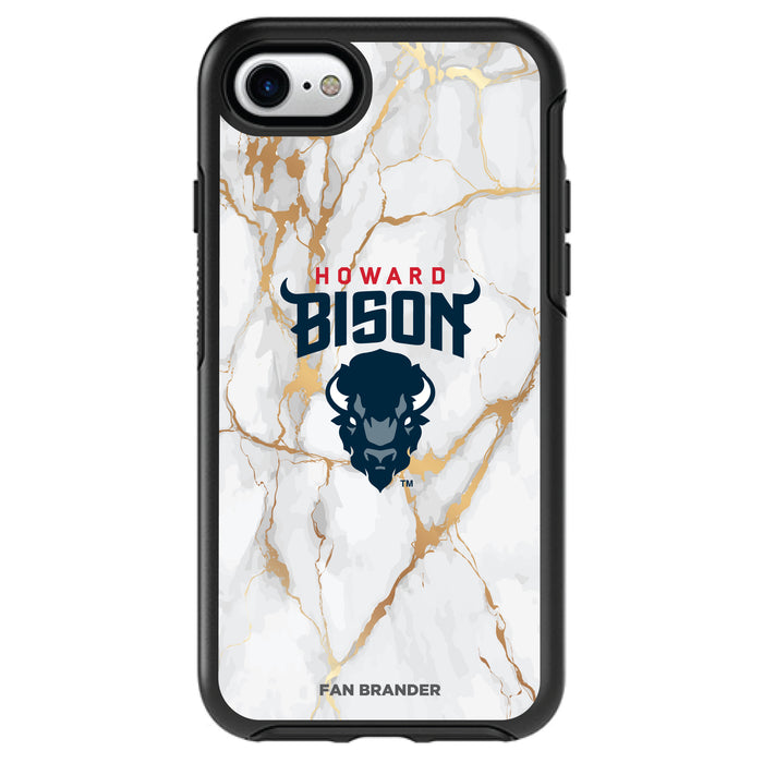 OtterBox Black Phone case with Howard Bison White Marble Background