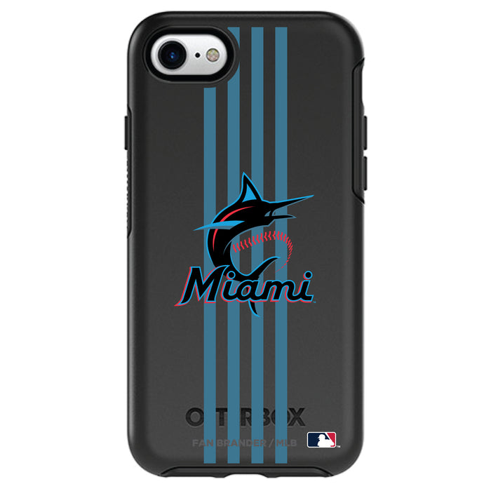 OtterBox Black Phone case with Miami Marlins Primary Logo and Vertical Stripe