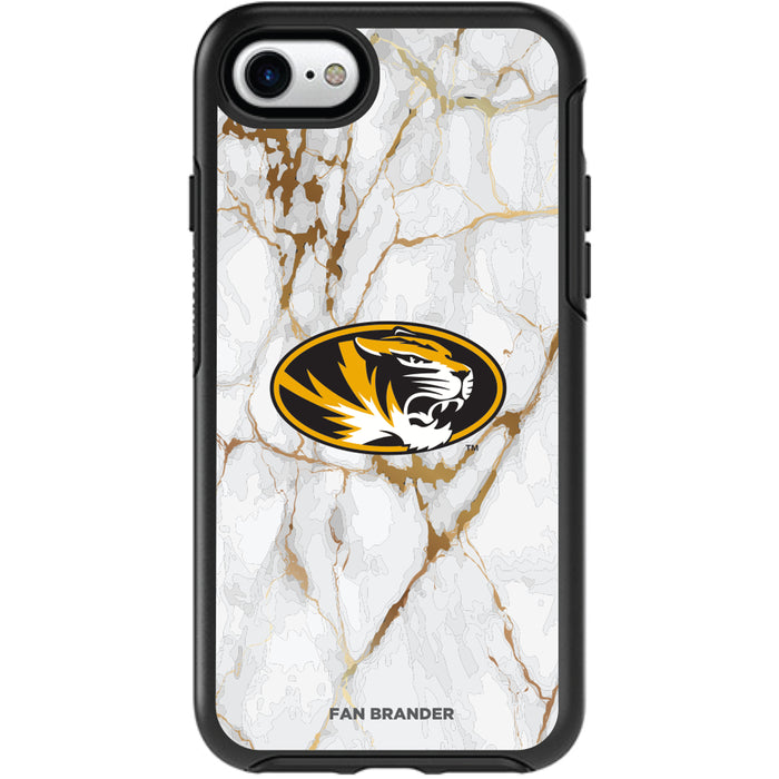 OtterBox Black Phone case with Missouri Tigers Tide White Marble Background