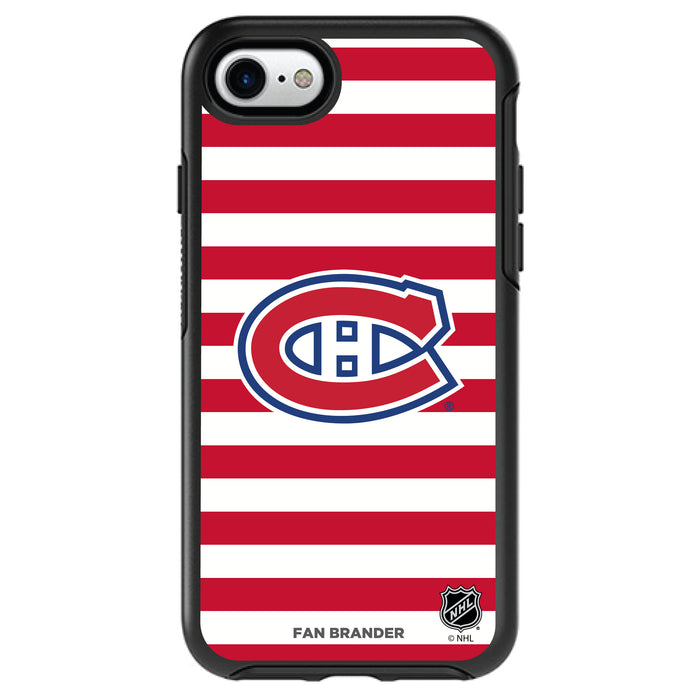 OtterBox Black Phone case with Montreal Canadiens Primary Logo and Striped Design