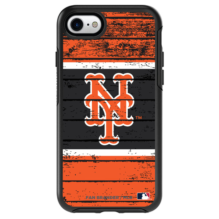 OtterBox Black Phone case with New York Mets Primary Logo on Wood Design