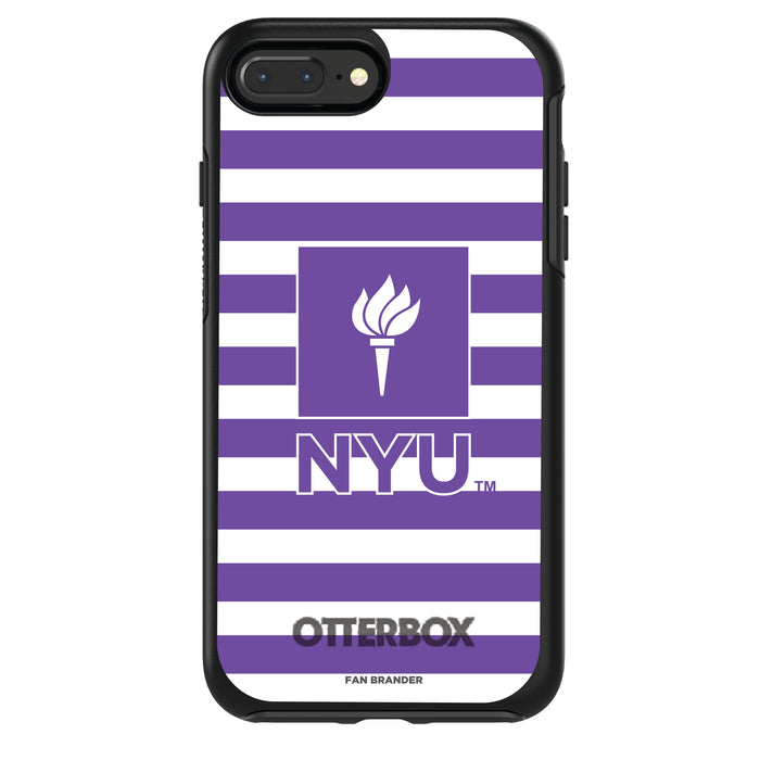 OtterBox Black Phone case with NYU Tide Primary Logo and Striped Design