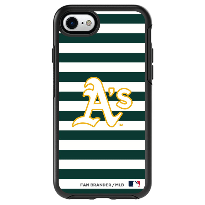 OtterBox Black Phone case with Oakland Athletics Primary Logo and Striped Design
