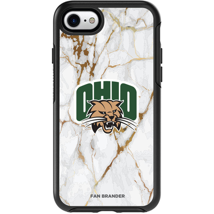 OtterBox Black Phone case with Ohio University Bobcats Tide White Marble Background