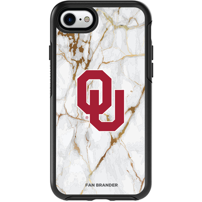 OtterBox Black Phone case with Oklahoma Sooners Tide White Marble Background