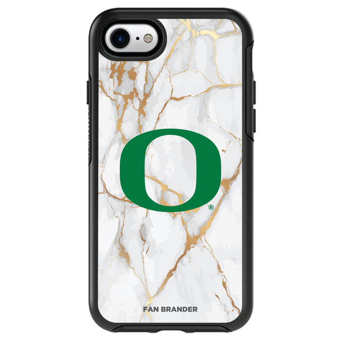 OtterBox Black Phone case with Oregon Ducks White Marble Background