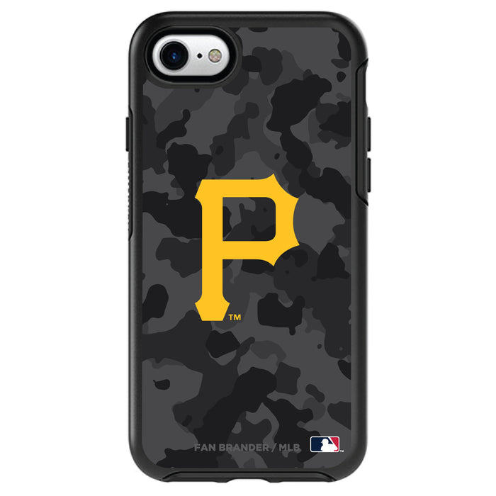 OtterBox Black Phone case with Pittsburgh Pirates Primary Logo Urban Camo background