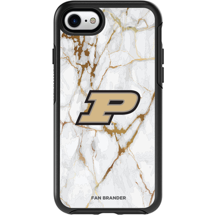 OtterBox Black Phone case with Purdue Boilermakers Tide White Marble Background