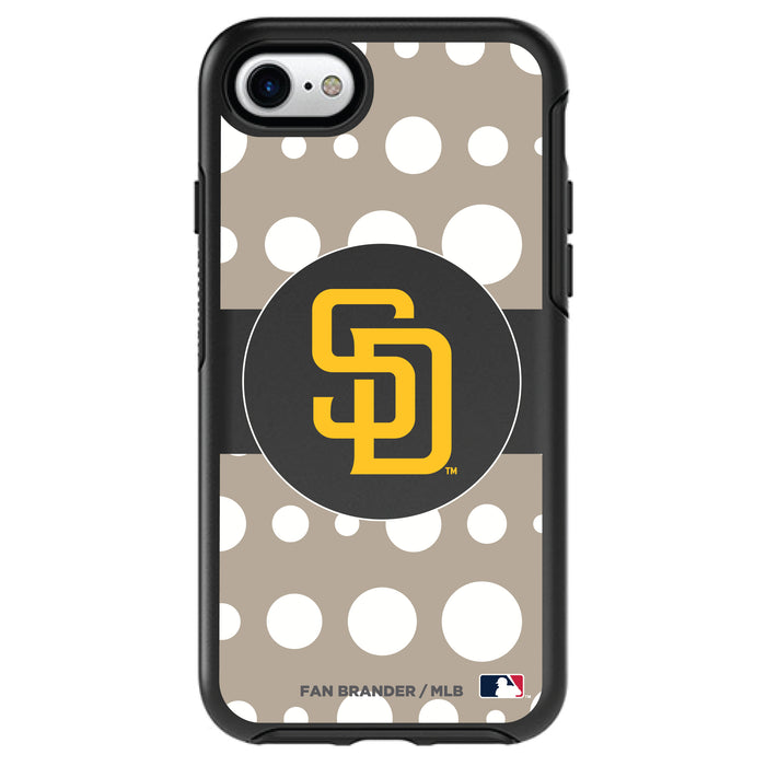 OtterBox Black Phone case with San Diego Padres Primary Logo and Polka Dots Design
