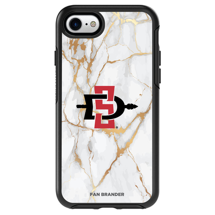 OtterBox Black Phone case with San Diego State Aztecs White Marble Background