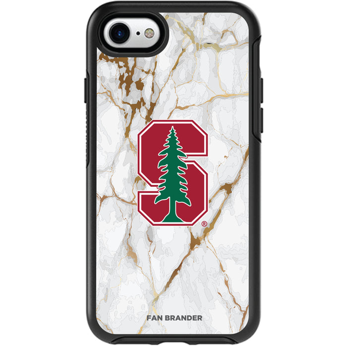 OtterBox Black Phone case with Stanford Cardinal Tide White Marble Background