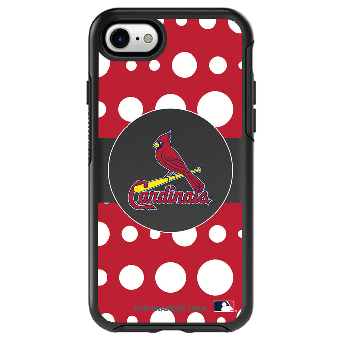 OtterBox Black Phone case with St. Louis Cardinals Primary Logo and Polka Dots Design