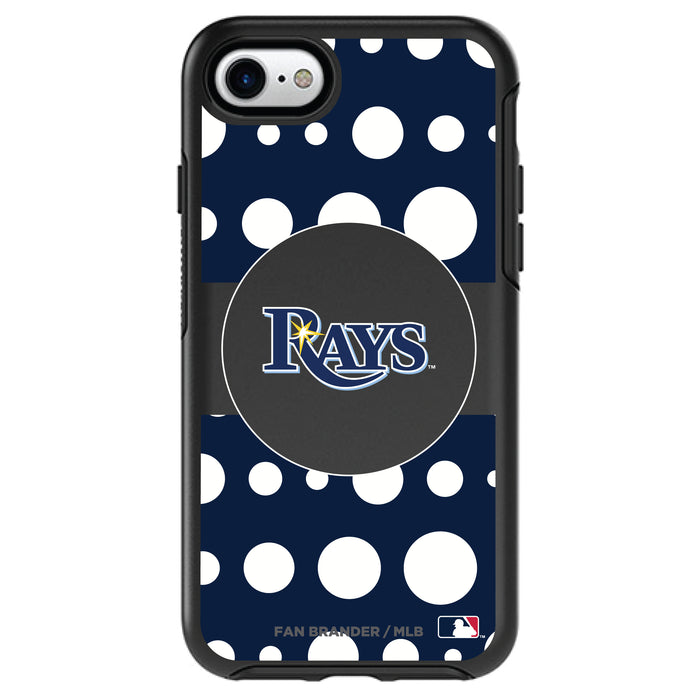 OtterBox Black Phone case with Tampa Bay Rays Primary Logo and Polka Dots Design