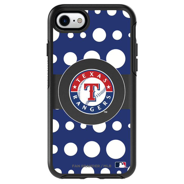 OtterBox Black Phone case with Texas Rangers Primary Logo and Polka Dots Design