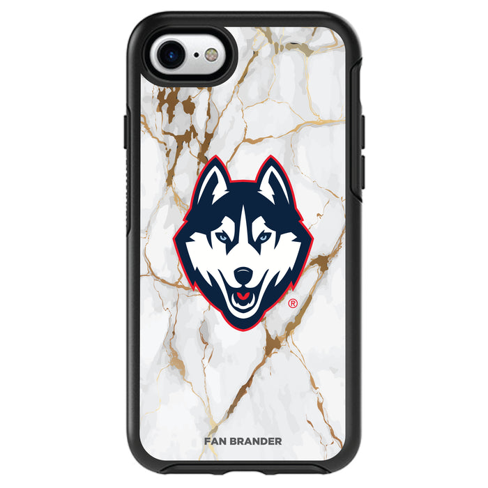OtterBox Black Phone case with Uconn Huskies Tide White Marble Background