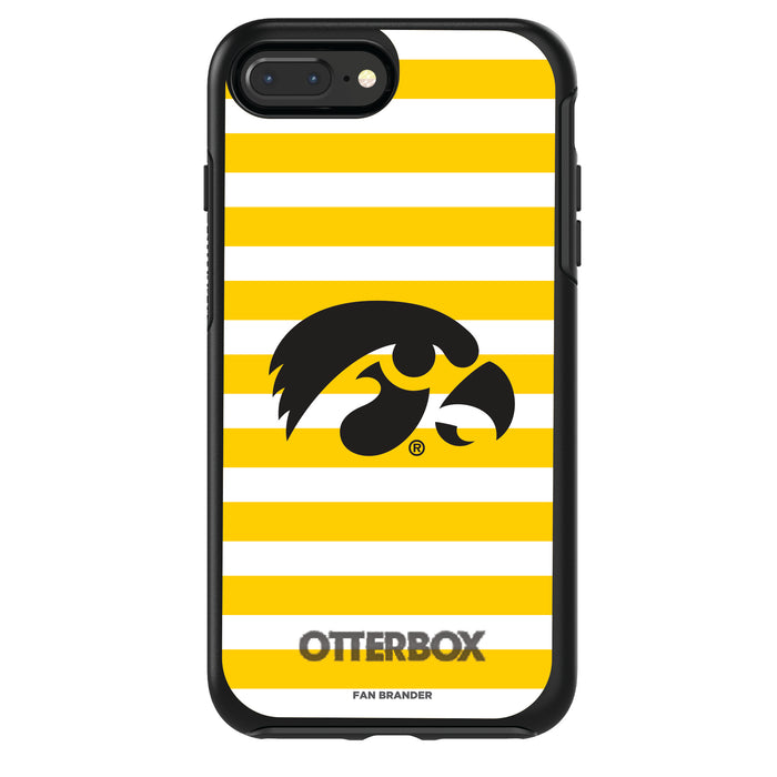 OtterBox Black Phone case with Iowa Hawkeyes Tide Primary Logo and Striped Design