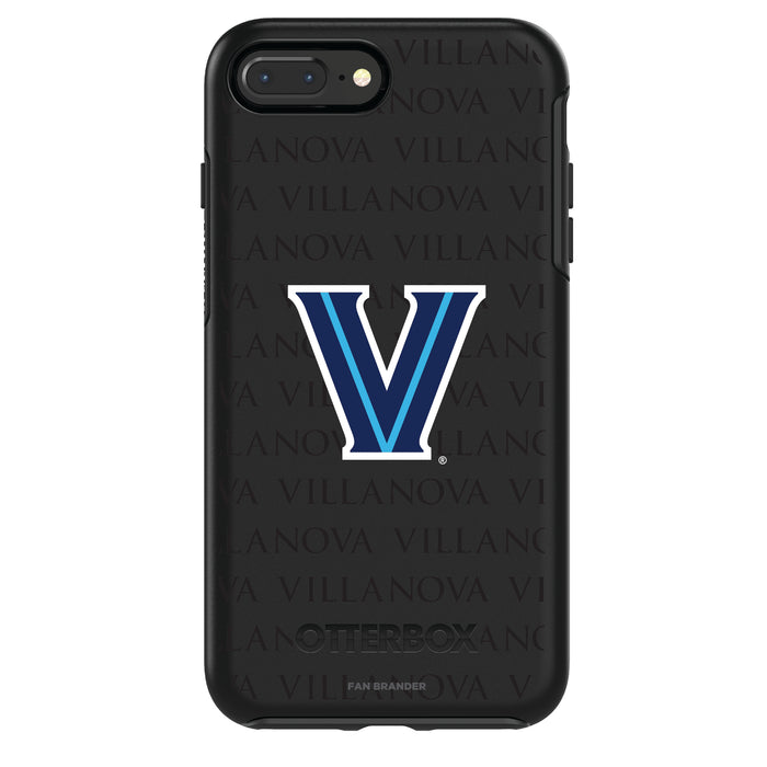 OtterBox Black Phone case with Villanova University Primary Logo on Repeating Wordmark Background