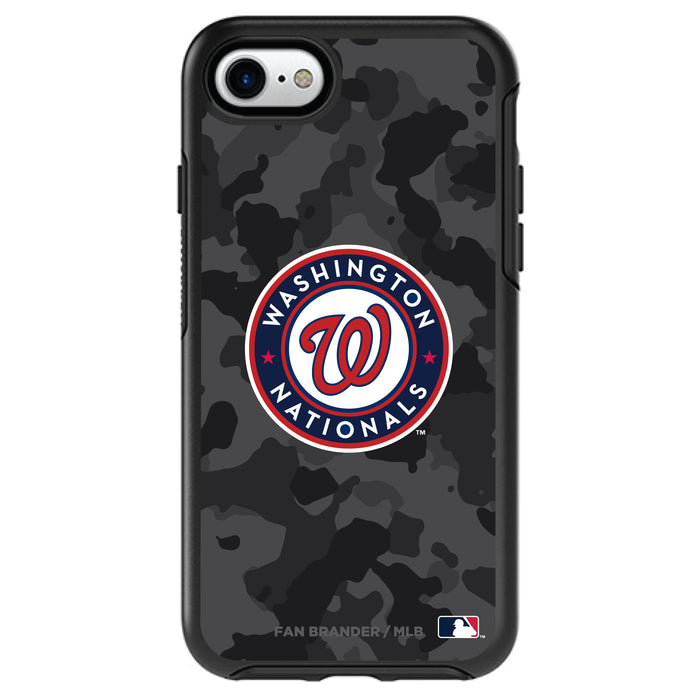 OtterBox Black Phone case with Washington Nationals Primary Logo Urban Camo background